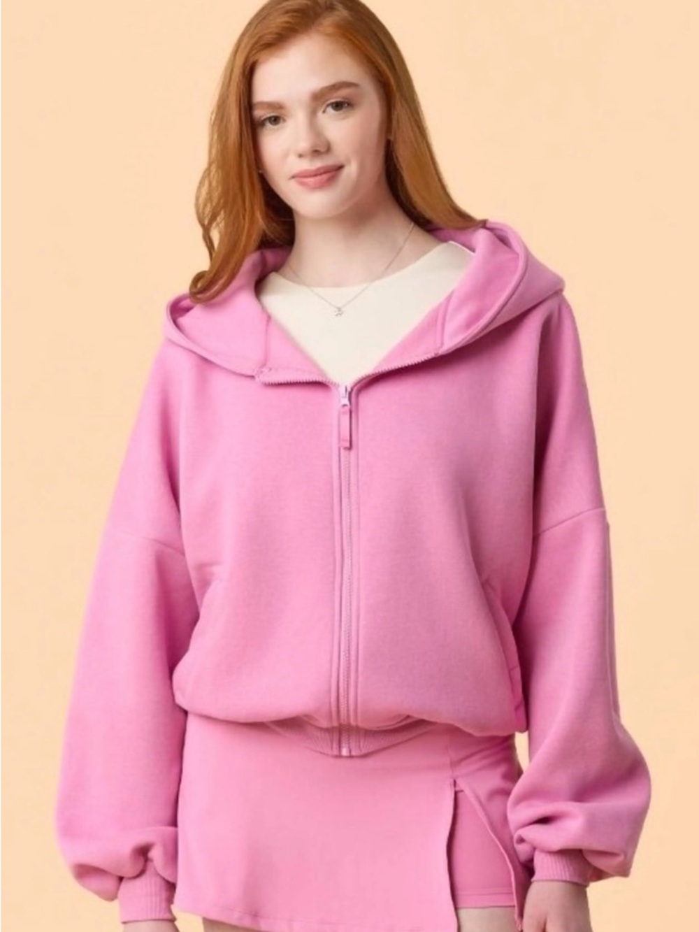 NWT Blogilates Popflex Pink Marshmallow Full
Zip Hooded Sweatshirt size XL - Picture 3 of 5